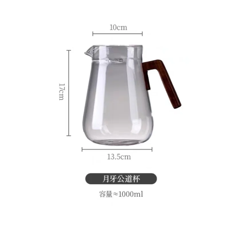 1000ML Wooden Handle Glass Tea Pot with Crescent Filter Cooking Herbs Flower Green Teapot Household Tea Maker Kung Fu Tea Set