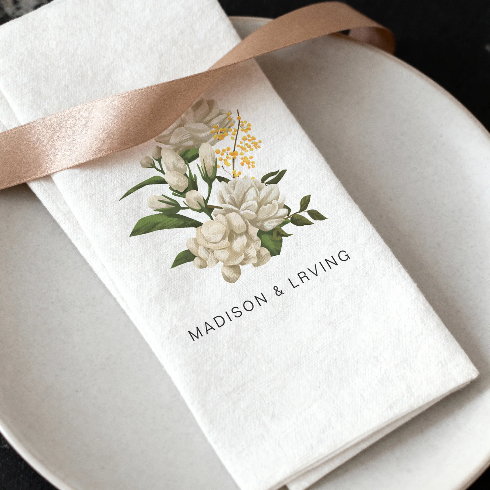Custom Guest Towels Linen Feel paper Personalized Wedding Rectangle Napkins Disposable Party Decor For Bridal Shower Birthday view 5