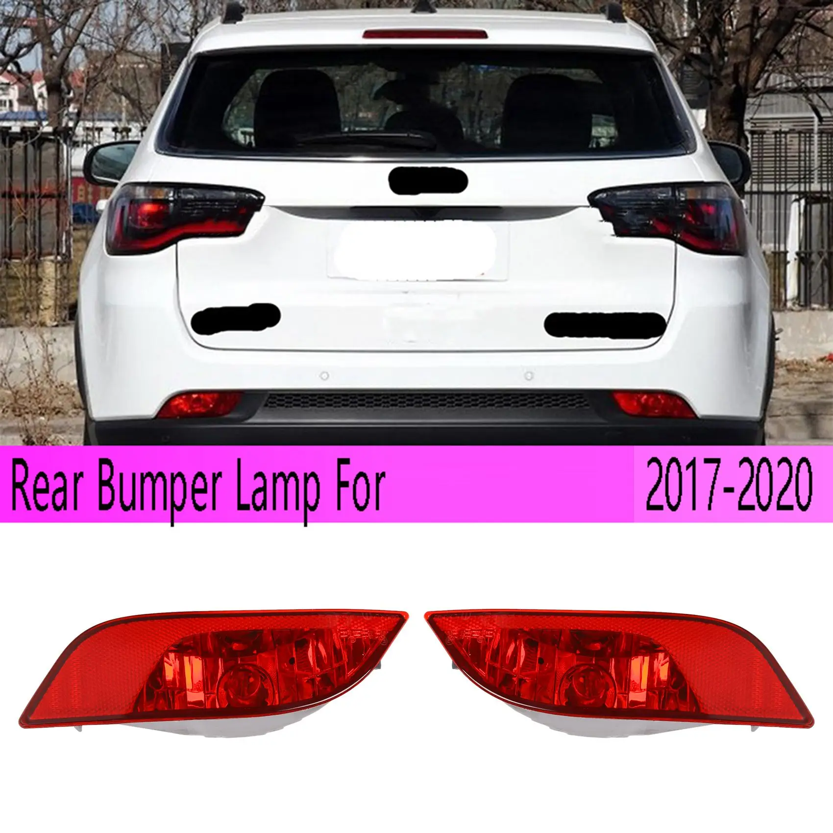 1 Pair Rear Bumper Lamp Rear Fog Lamps with Bulb 53327167 Warning Rear Turn Signal Lights for Jeep Compass 2017-2020