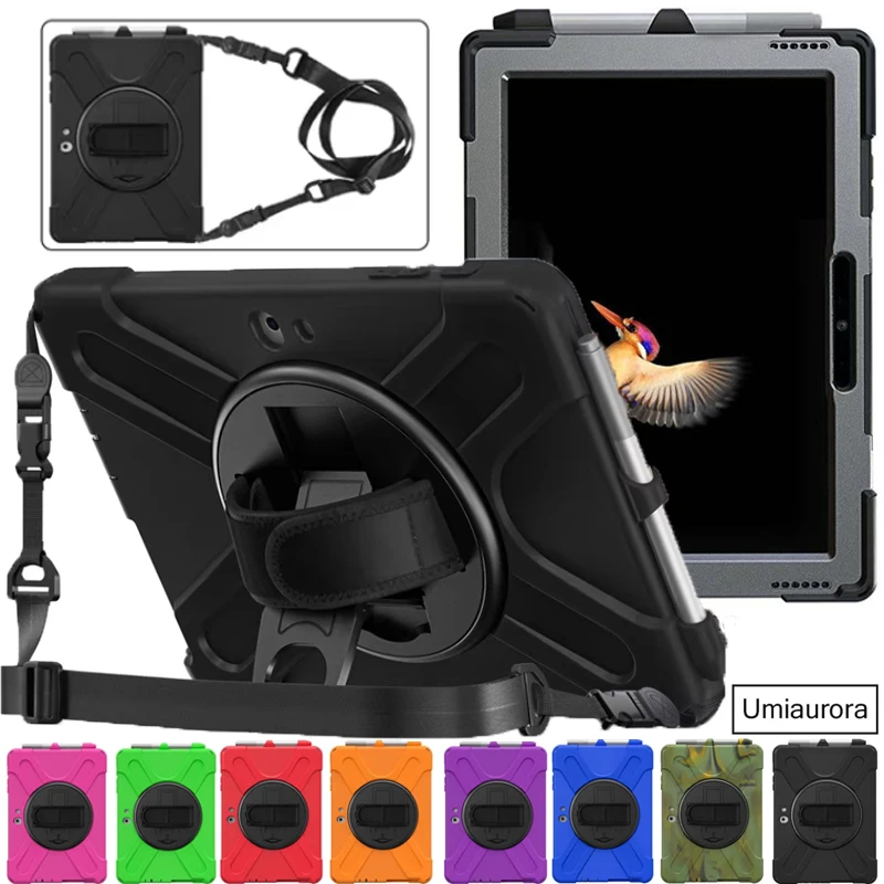 For Microsoft Surface Go 1 2 3 10.5 Pro 4 5 6 7 12.3 inch Pro X Heavy Duty Rugged Tablet Case Hand Strap Stand Shockproof Cover