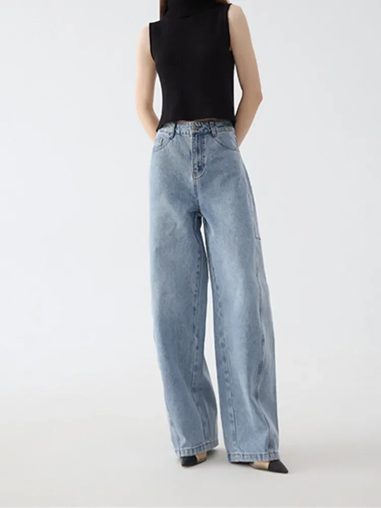 Wide Leg Jeans for Women 2024 New Cotton High Waisted Comfortable Loose Casual Straight Denim Long Pants