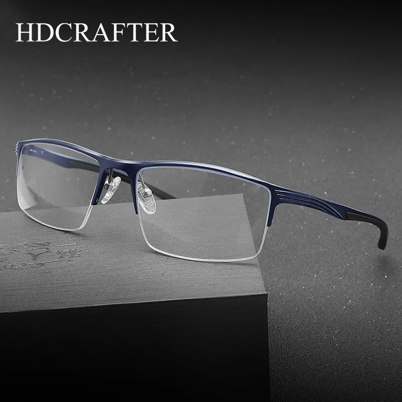 HDCRAFTER 155mm Man Glasses Frame Wide Face Half RimTitanium Customized Prescription Eyeglasse Opticals Myopia Reading Frames