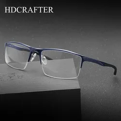 HDCRAFTER 155mm Man Glasses Frame Wide Face Half RimTitanium Customized Prescription Eyeglasse Opticals Myopia Reading Frames