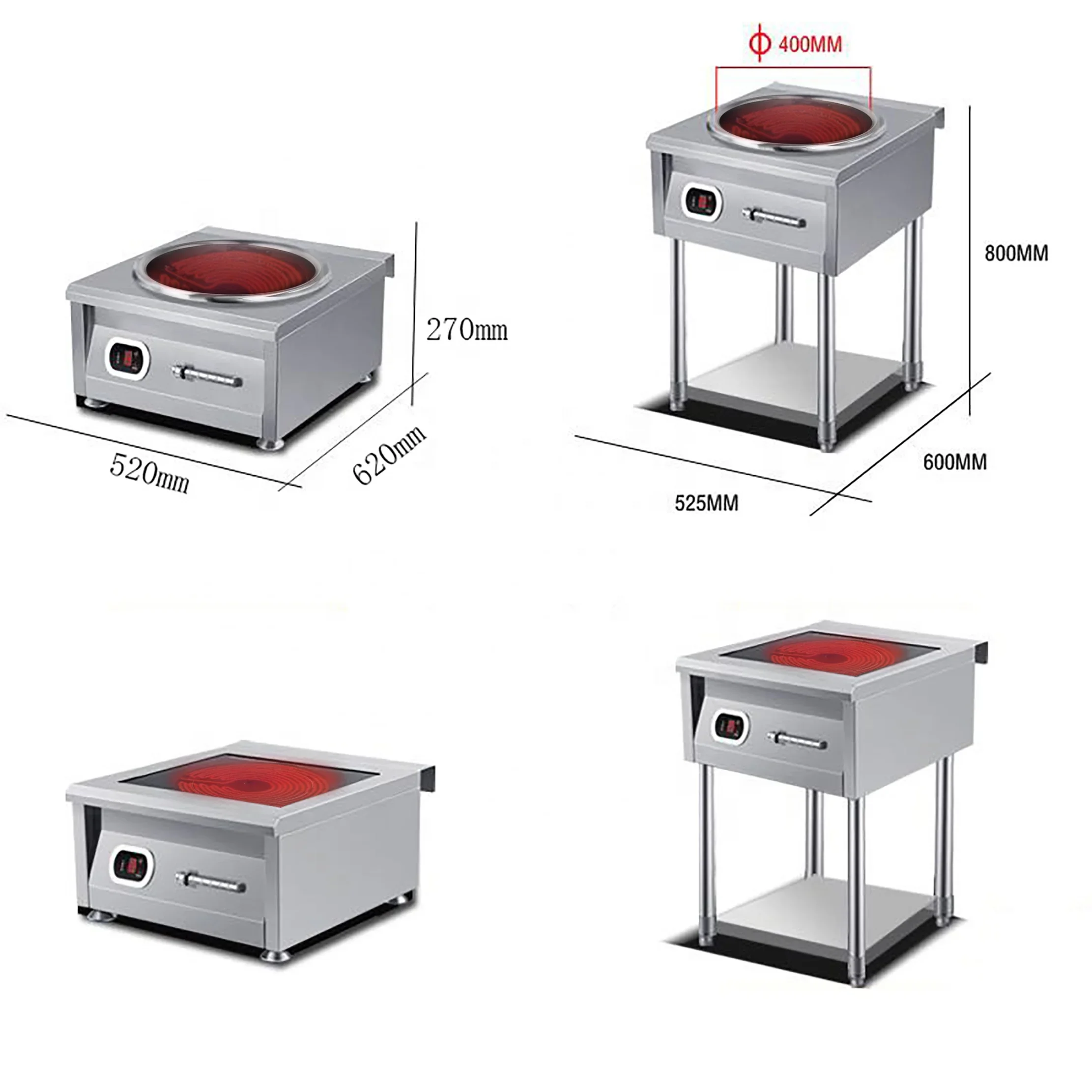 Industrial Induction Standing Stove 8KW~15 KW Wok Station Electric Induction Cooker Infrared Cooktop Single OEM Knob