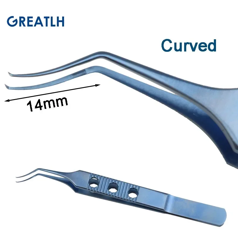 Capsulorhexis Tweezers Stainless Steel Titanium Alloy Autoclavable Ophthalmic Forceps Curved Angle Type Ophthalmic Instrument