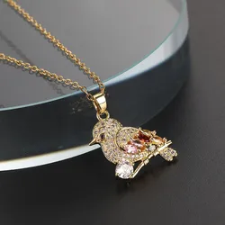 Vintage Zircon Mango Owl Swan Pendant Necklace Stainless Steel High Grade Bird Choker Jewelry Party Gifts For Women Girls