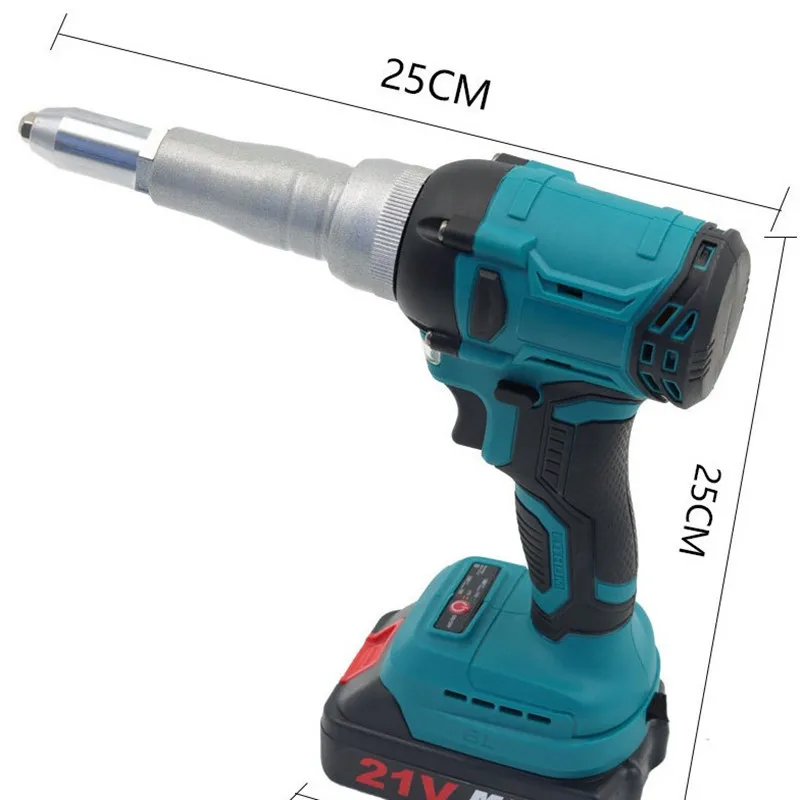 Pistola per rivetti ricaricabile 21v Rivettatrice completamente automatica Batteria al litio Pistola per rivetti di livello industriale in acciaio inossidabile per la casa portatile