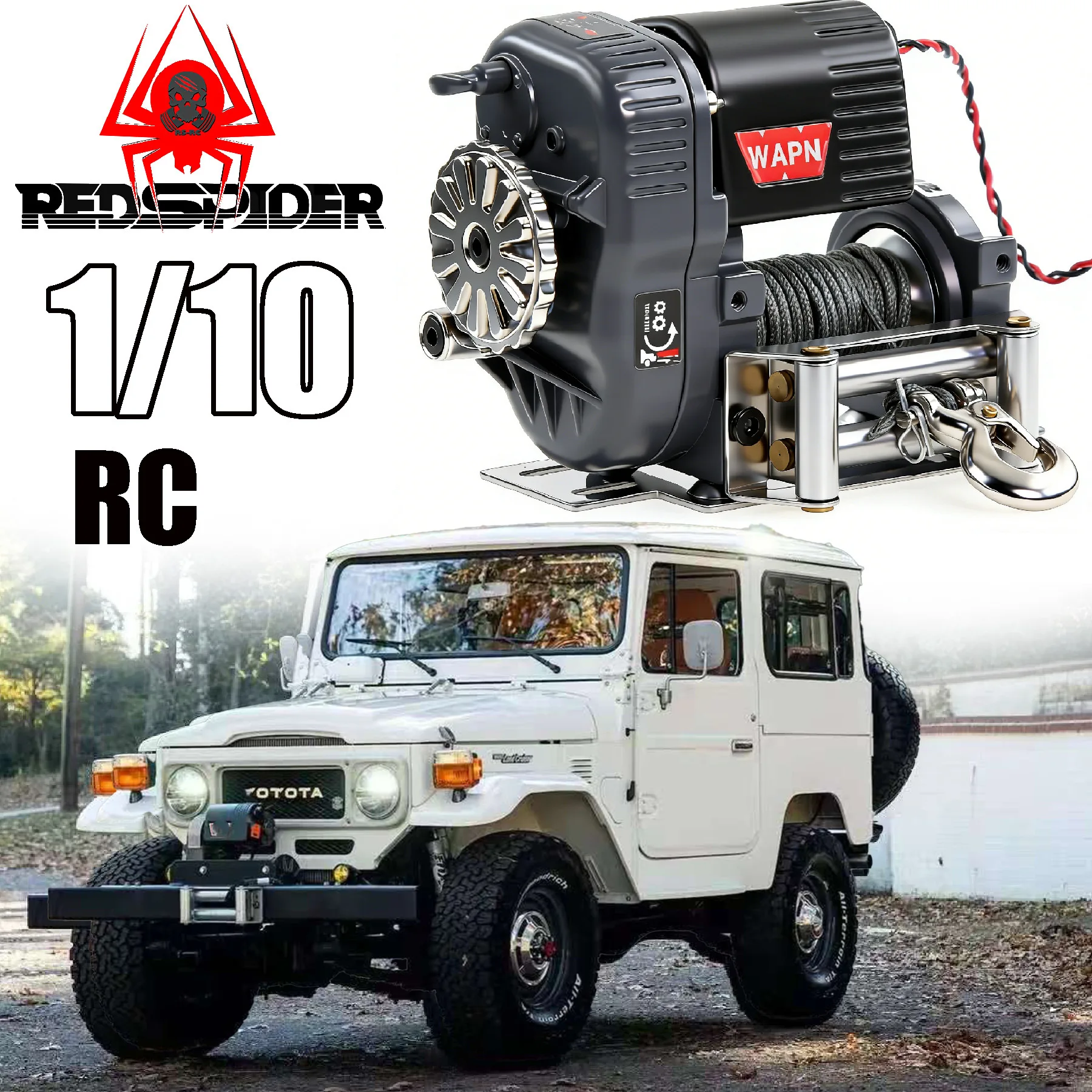 

1/8 1/10 имитация скалолазания, металлическая электрическая лебедка с дистанционным управлением для Hyper GO MJX H8H Maker MK07, металлические детали для обновления радиоуправляемого автомобиля