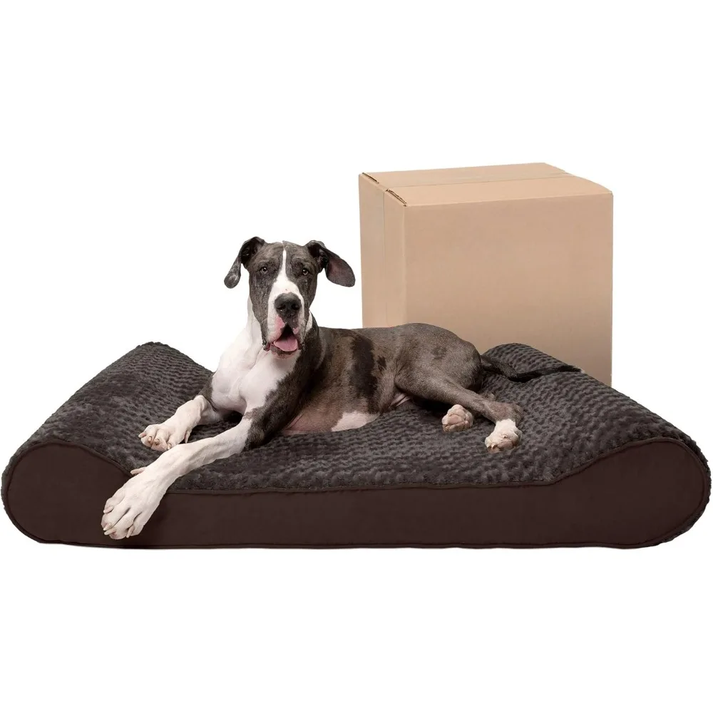 

Dog Bed with Removable Washable Cover For Dogs Up to 180 lb, Ultra Plush Faux Fur & Suede Luxe Lounger Contour Mattress, Dog Bed