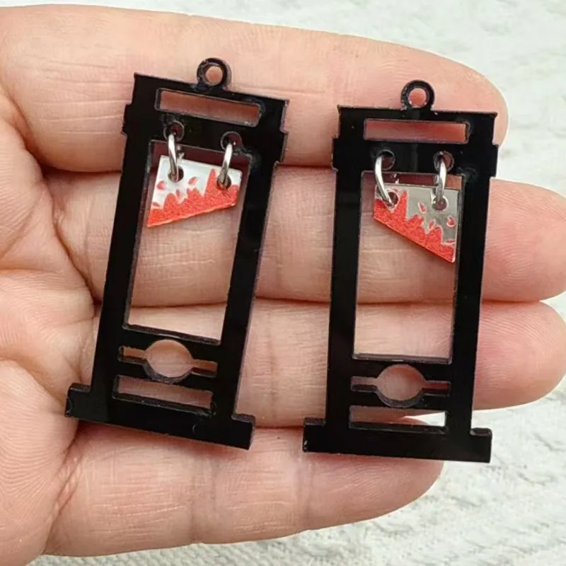 10pcs/Pack Gothic Bloody Guillotine Acrylic Earring Charms Hallowmas Cool Pendant For Necklace Keychains Diy Jewelry Make