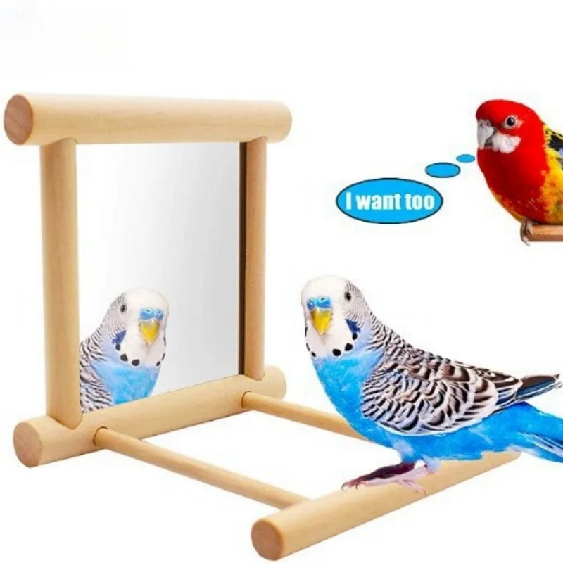 

Bird Parrot Toy Supplies Wooden Cloud Ladder Climbing Jump Platform Ladder Lovebird Cage Pet Supplies Mirror Stand Bird Rack