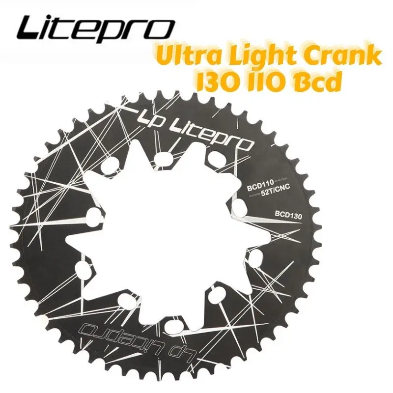 Litepro Oval Ultra Light Crank 130 110 Bcd  Mountain Road Bike 130bcd 52T 54 56T 58 60TAluminum Alloy Material Crank  Bike Parts