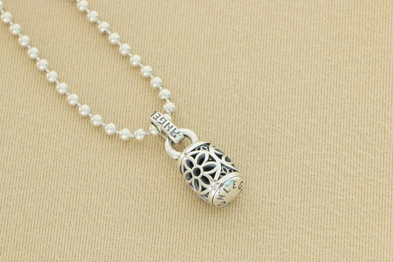 S925 sterling silver trendy brand hollowed out wine barrel pendant ins cool wind six pointed star cherry blossom texture minimal