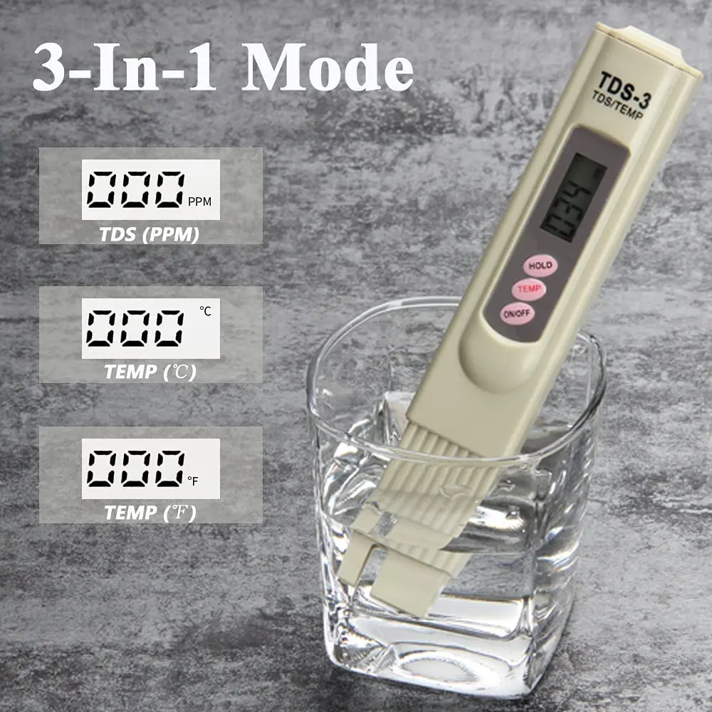 Handheld TDS Digital Water Tester Water Test Pen Water Quality Analysis Meter Water Purity Check 0-9999 PPM for Aquarium