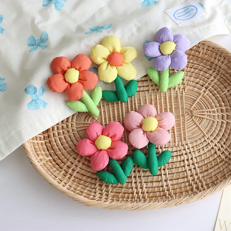 

Japanese Style Two Leaves Sunflower Brooch 3D Stuffed Fabric Flower Pin for Clothing Hair Accessories Cottagecore DIY Gift