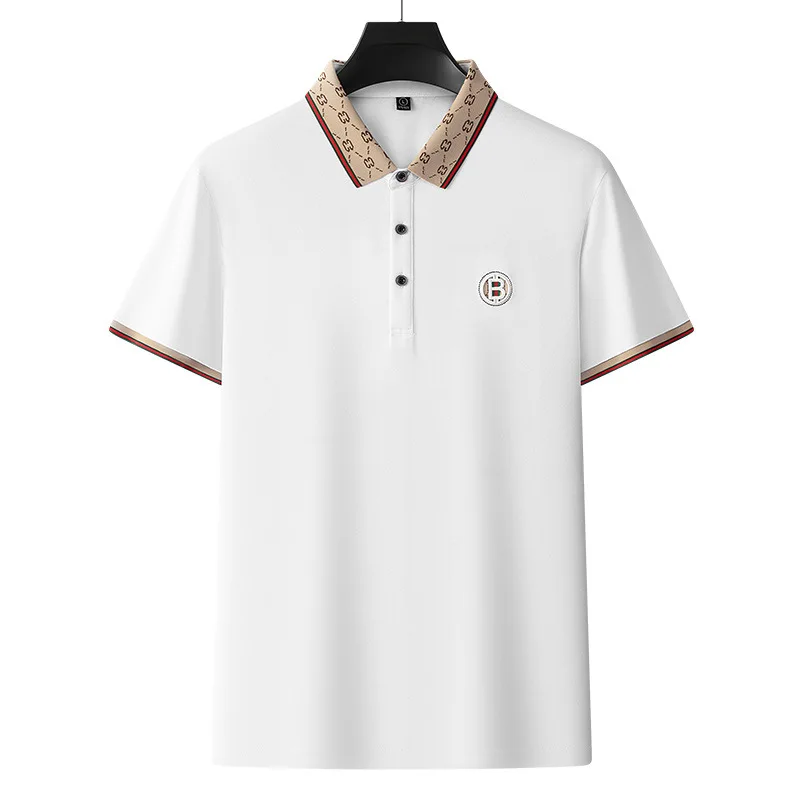 New Summer Breathable Jacket Luxury Men's Cotton Embroidered Business Short Sleeve POLO Shirt Solid Color Lapel Men Casual 2024