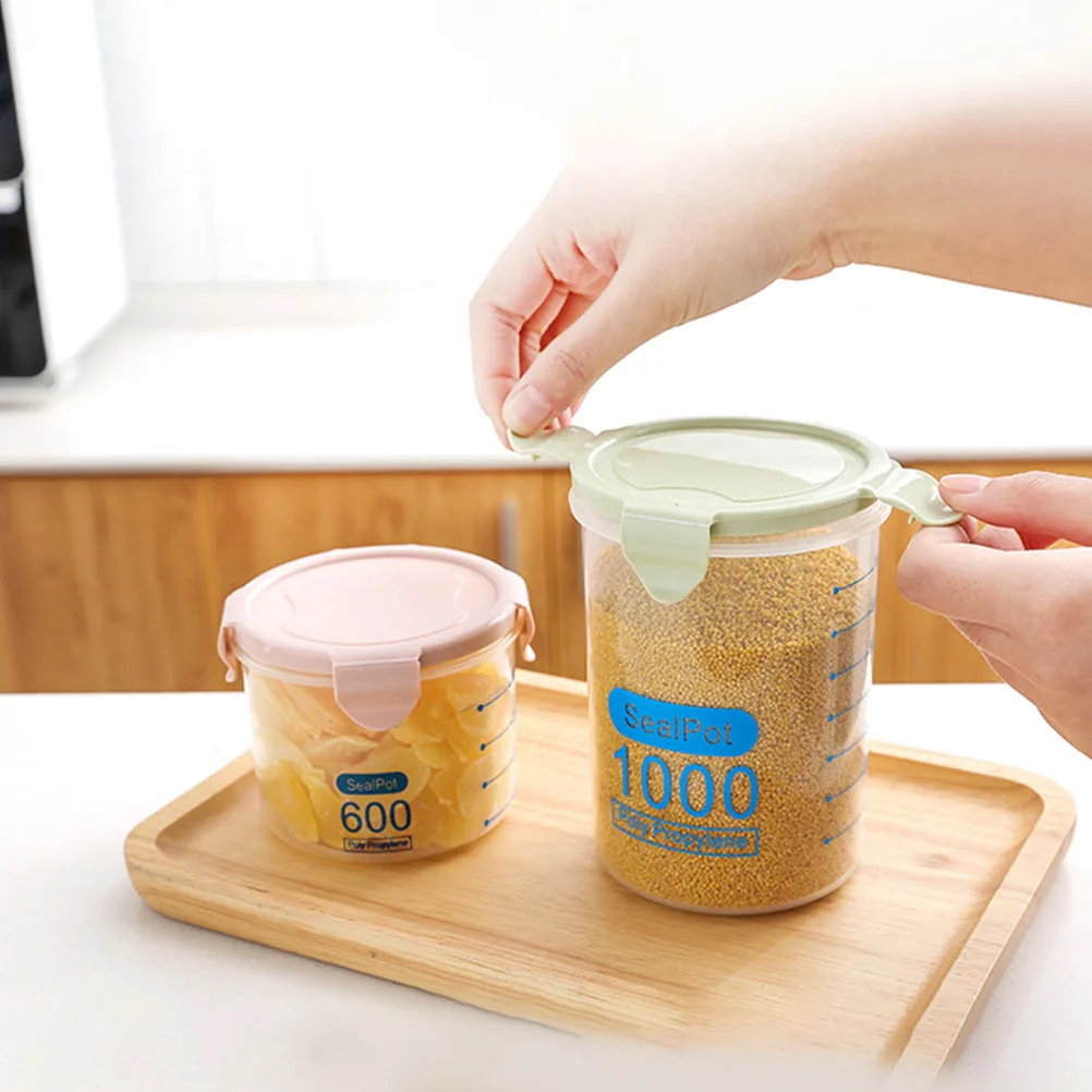 

6pcs Transparent Sealed Storage Pot Sturdy Freshness Keeper Moisture Proof Container For Tea Coffee Sugar Dried Fruit Jar