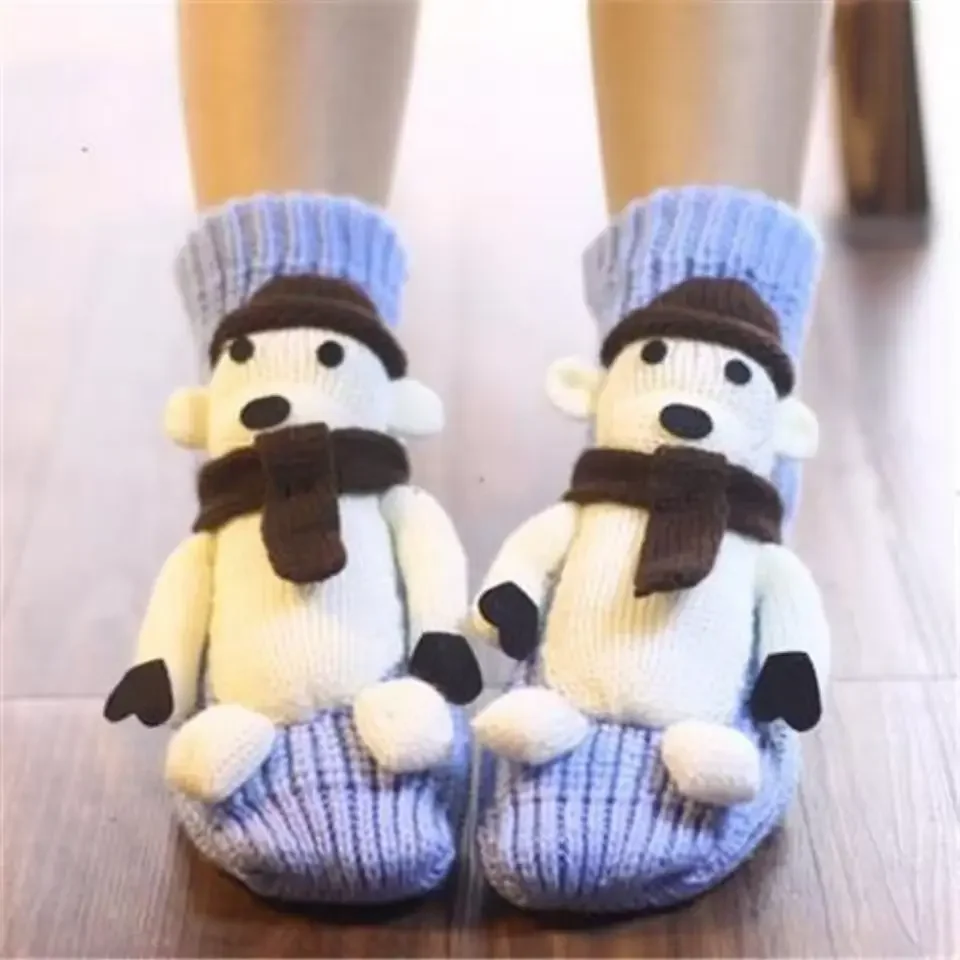 

2025 New Cartoon anti slip floor woolen socks Adult 3D home socks, indoor thick warm socks, Christmas socks.