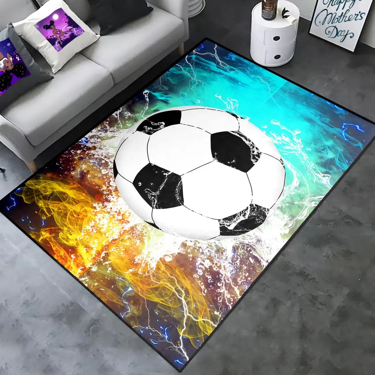 Football & Soccer Rugs for Boys Bedroom - Sports Rugs for Boys Bedroom Living Room Playroom Sports Carpet for Kids Soccer Room