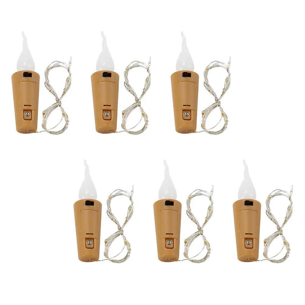 

6Pcs Wine Bottle String Light Creative Battery Powered Cork Stopper Lamp Decorative Flame Light Strip for Party Home
