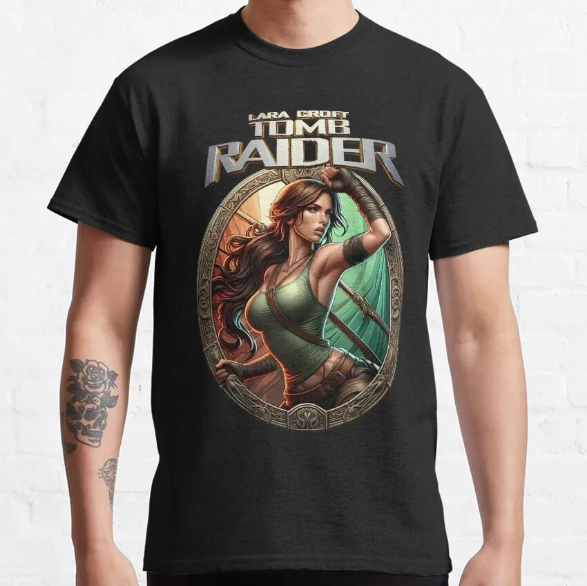 

Adventures of Lara Croft Tomb Raider Bootleg 90s retro video games 100% cotton printed clothing plus size men's T-Shirt for men