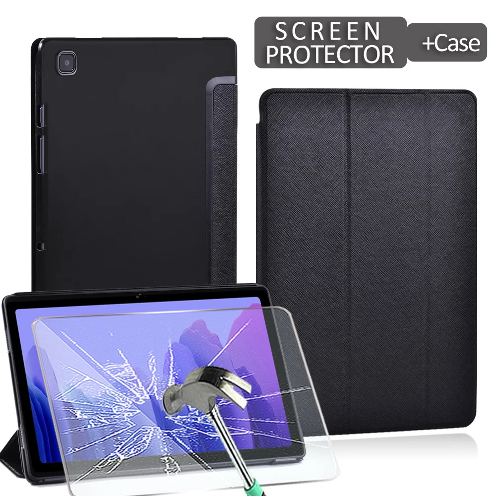 

Tablet Case for Samsung Galaxy Tab A7 10.4 SM-T500 T505/Tab A 10.1 2019 T510 T515 Leather Folding Stand Cover + Screen Protector