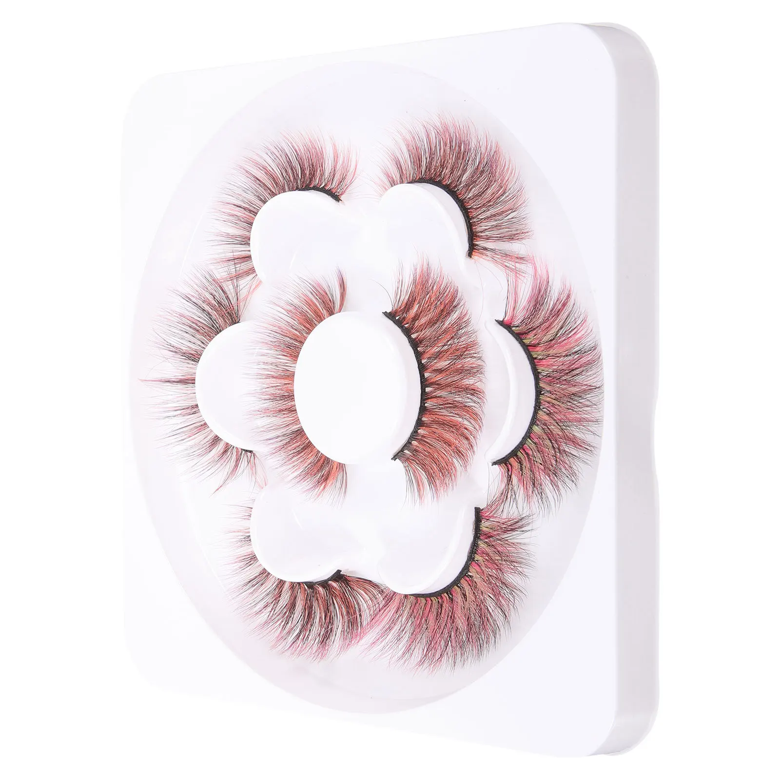 

4Pairs Colored False Eyelashes 3D Natural Wispy Fake Lashes Makeup False Lashes Pack for Women Attractive Fashion