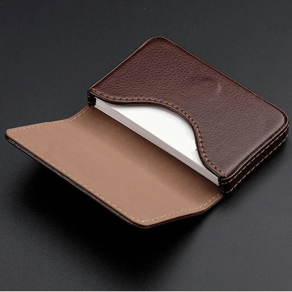 Sized Stitched PU Leather Credit Card Holder Visiting Business Card Case Wallet with Magnetic Shut for Men & Women