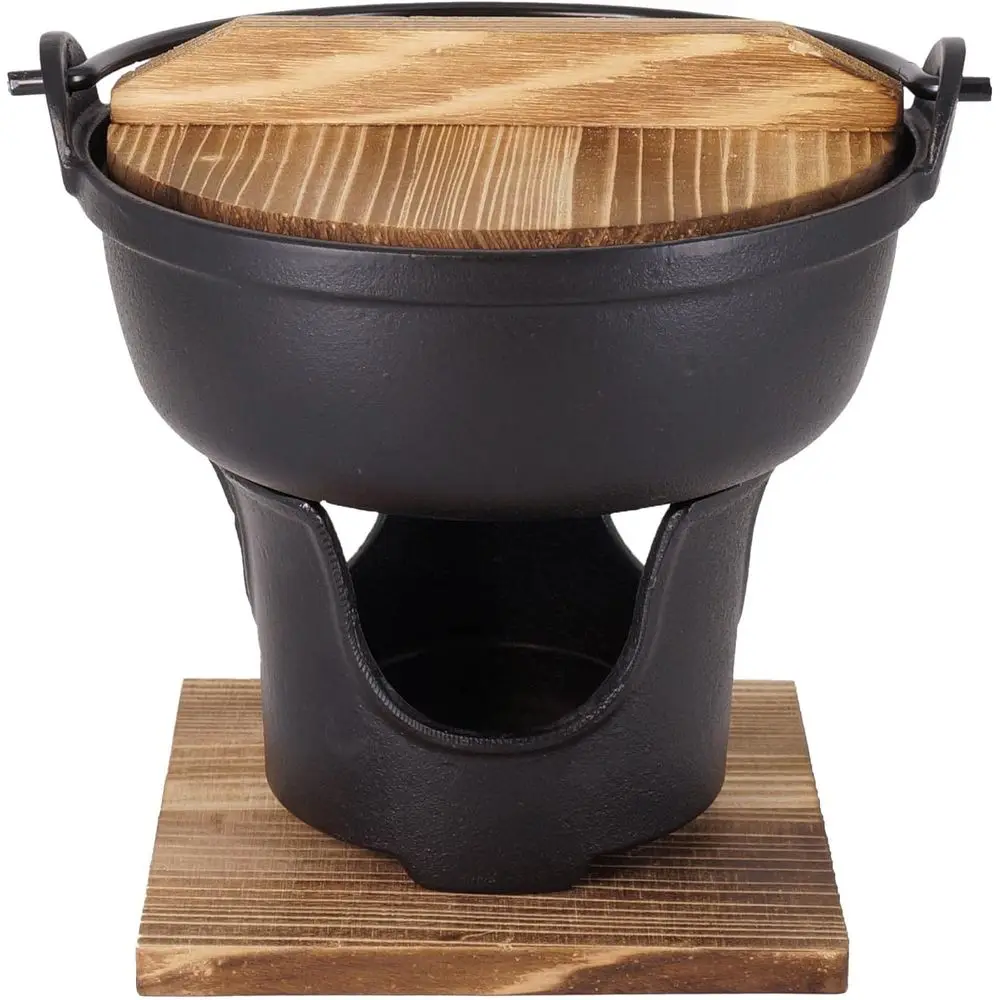 

7" Cast Iron Japanese Sukiyaki Hot Pot, Cheese ondue, Camping Cooking - Individual or Couple's Size - Nabe Shabu nabemono Pot, A