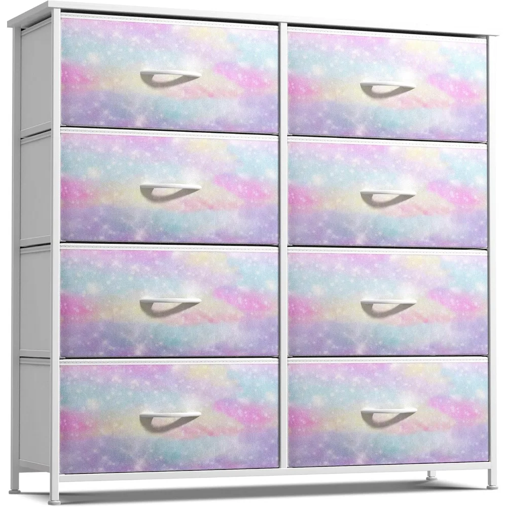 

Kids Dresser with 8 Drawers - Storage Chest Organizer Unit Nightstand - Steel Frame, Wood Top