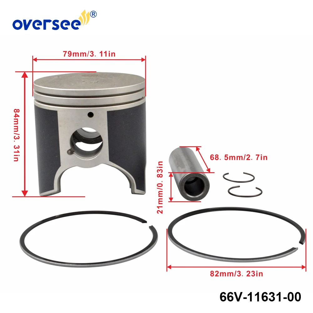 Oversee 66V-11631 STD Piston Kit for Yamaha Jet Ski Waverunner XLT1200 GP1200R  2 Cylinder Outboard Engine 66V-11631-00