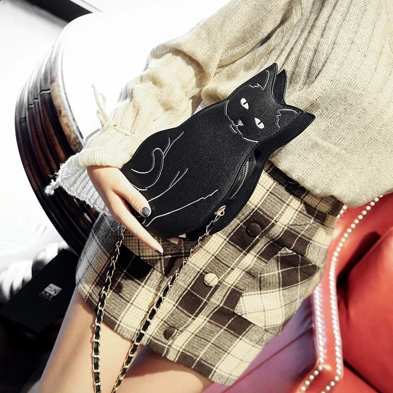 Cartoon black Cat Bags Adjustable Shoulder Strap Women Bag Fashion Cross Body Handbag Crossbody Chest Bags Female Shoulder Bags