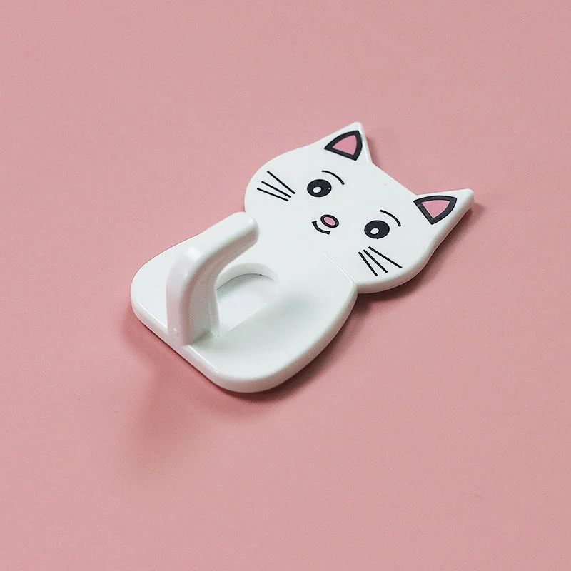 1/5PCS Cat Sticker Hook Bathroom Seamless Towel Hook Waterproof Strong Adhesive Plastic Hooks for Bathroom Wall Door for Kitchen