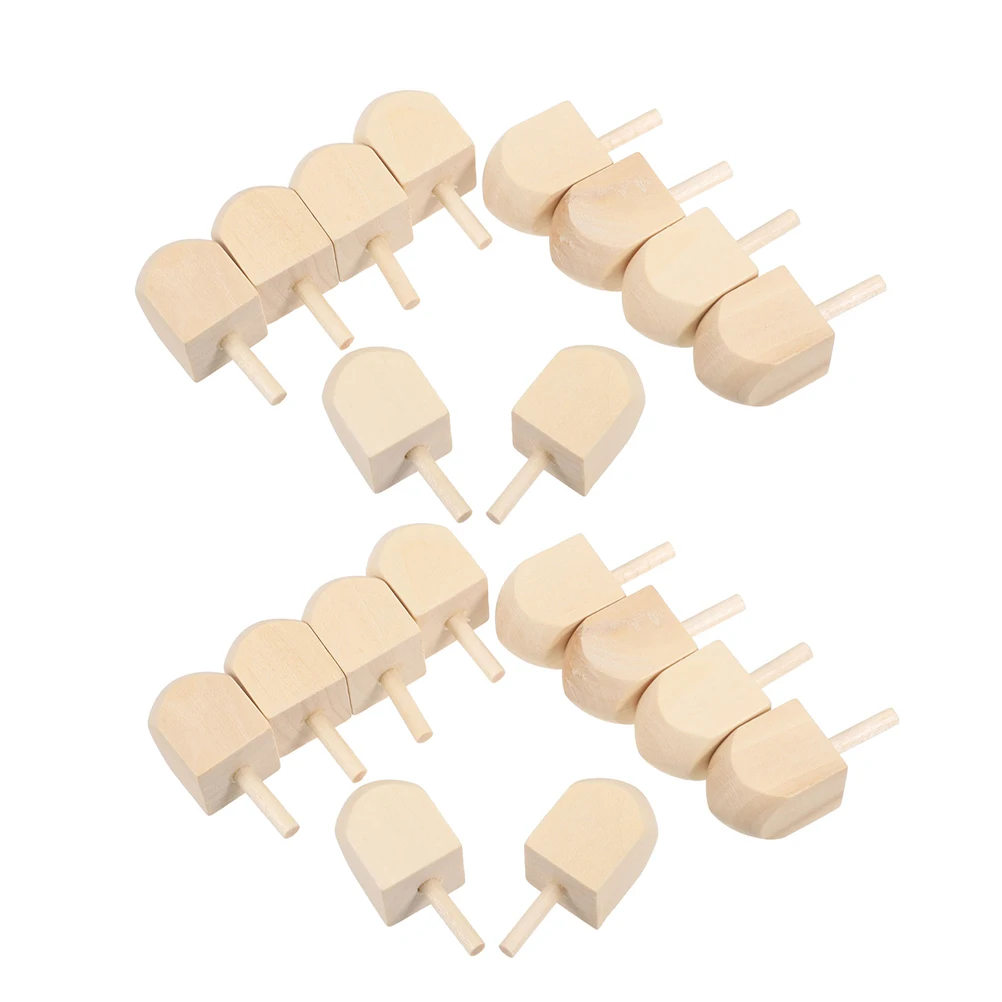 20 pièces Hanukkah en bois spirale décor Chanukah Dreidel kaki Lotus arbre à la main Dreidels enfant