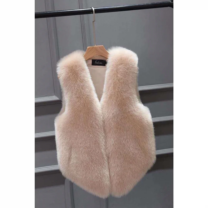 Autumn and Winter 2023 New Imitation Fur Vest Plush Rex Rabbit Hair Short Fashion Waistcoat Women and Girls Leisure  PinK