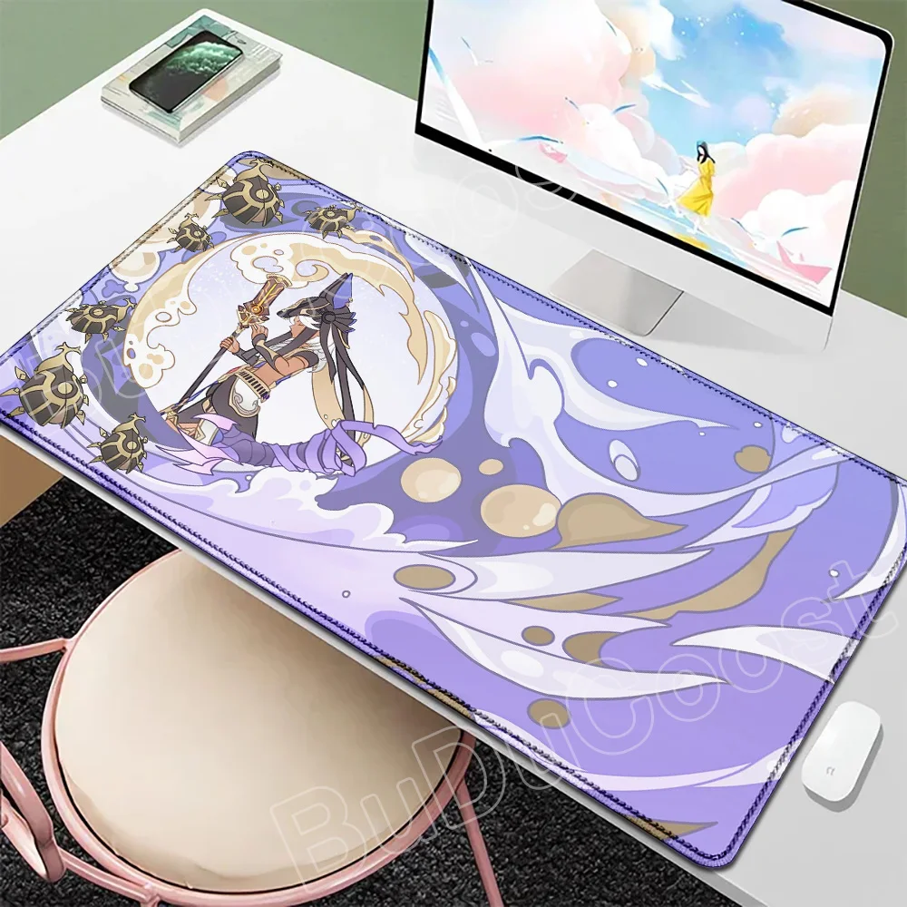 

XXL Genshin Impact Sumeru Desk Mat Anime Mouse Pad Cyno Wanderer Candace Dehya Large MousePads Non-slip Rubber Keyboard Mousepad