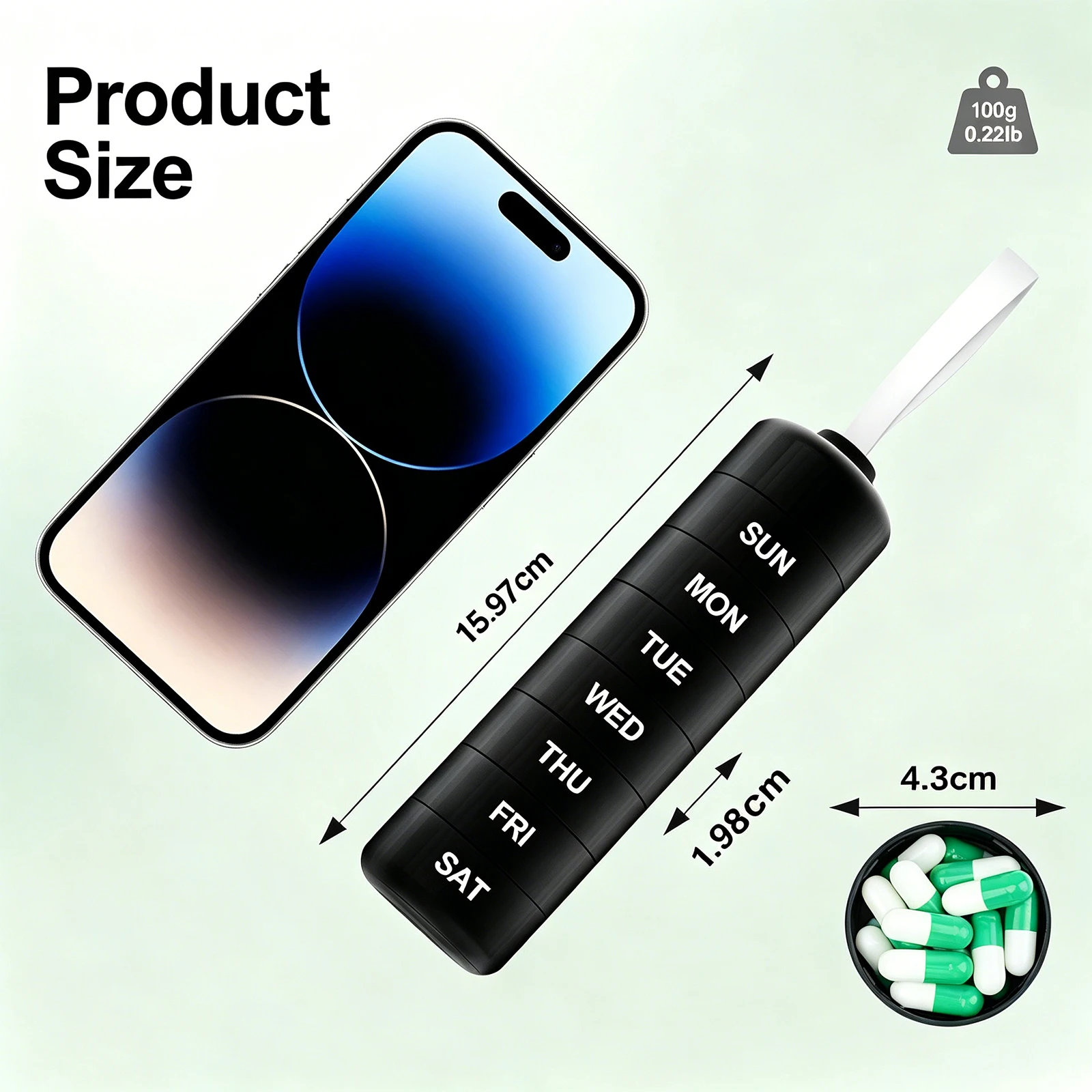 Premuim Pill Organizer Portable Travel Weekly Pill Case for Vitamins Fish Oil Supplements Large Capacity Medicine Container