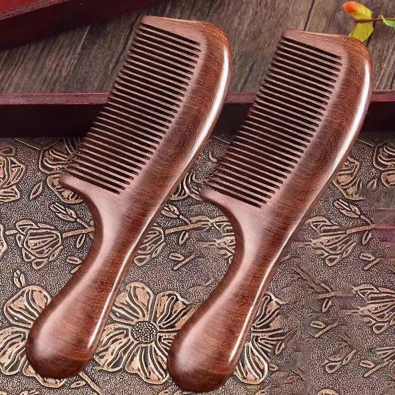 قطعتين من خشب الخوخ الصحي المنزلي المضاد للخشب الصندل، شعر متين مضاد للكهرباء الساكنة، مصنوع يدويًا بشكل رائع للسلامة والصحة