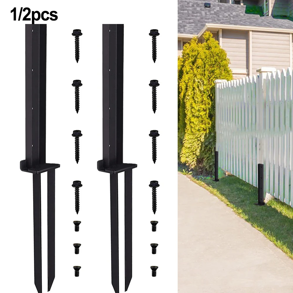 1/2 Piezas Estacas de Anclaje de Acero Reforzado para Postes de Valla de Madera, Kit de Reparación de Estacas de Sujeción al Suelo, Pilar de Soporte para Valla de Jardín
