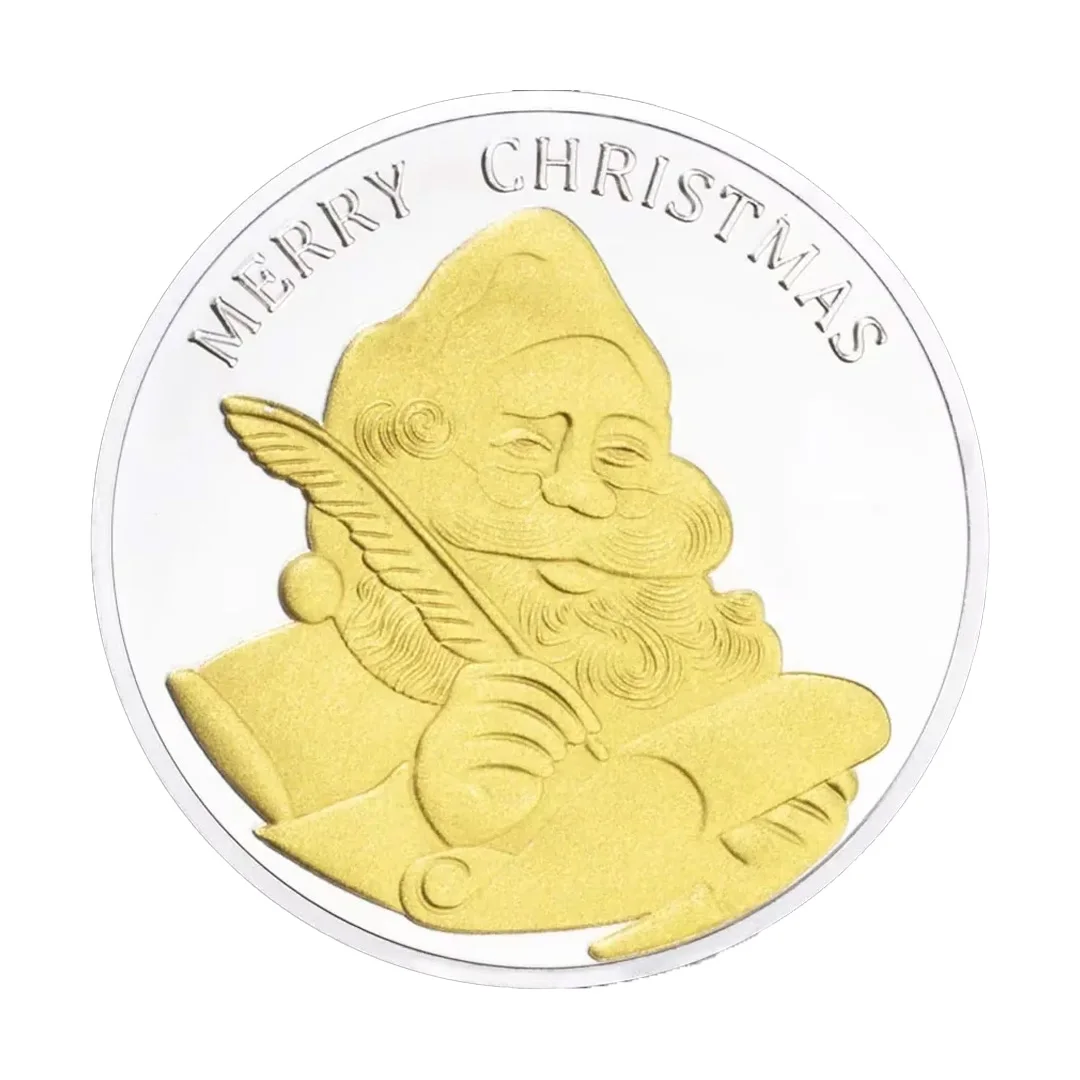 Merry Christmas Collection Coins Happy Holidays Santa Claus Snowman Commemroative Coin Festival Present for Kids