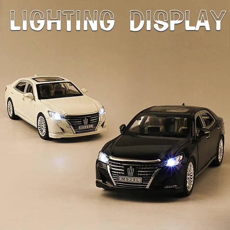 1:24 Toyota Crown Alloy Car Model Diecast Toy Metal Vehicles Car Model High Simulation Sound Light Collection Kids Toys Gift F19