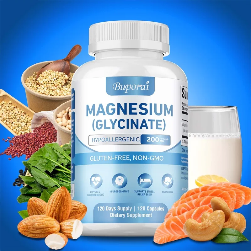 

Magnesium Glycinate - Improves Muscle, Joint, Nerve, Sleep Quality, Anxiety, Stress, and Emotional Health, Non-GMO