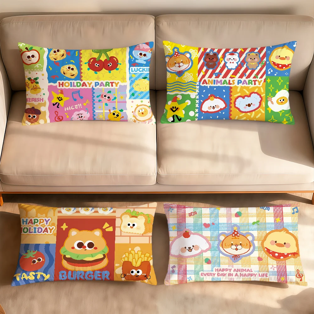 Funda de almohada rectangular con dibujos animados de queso, hamburguesa, cachorro, animal, para el hogar, sofá, sala de estar, dormitorio, mesita de noche, funda de almohada, regalo