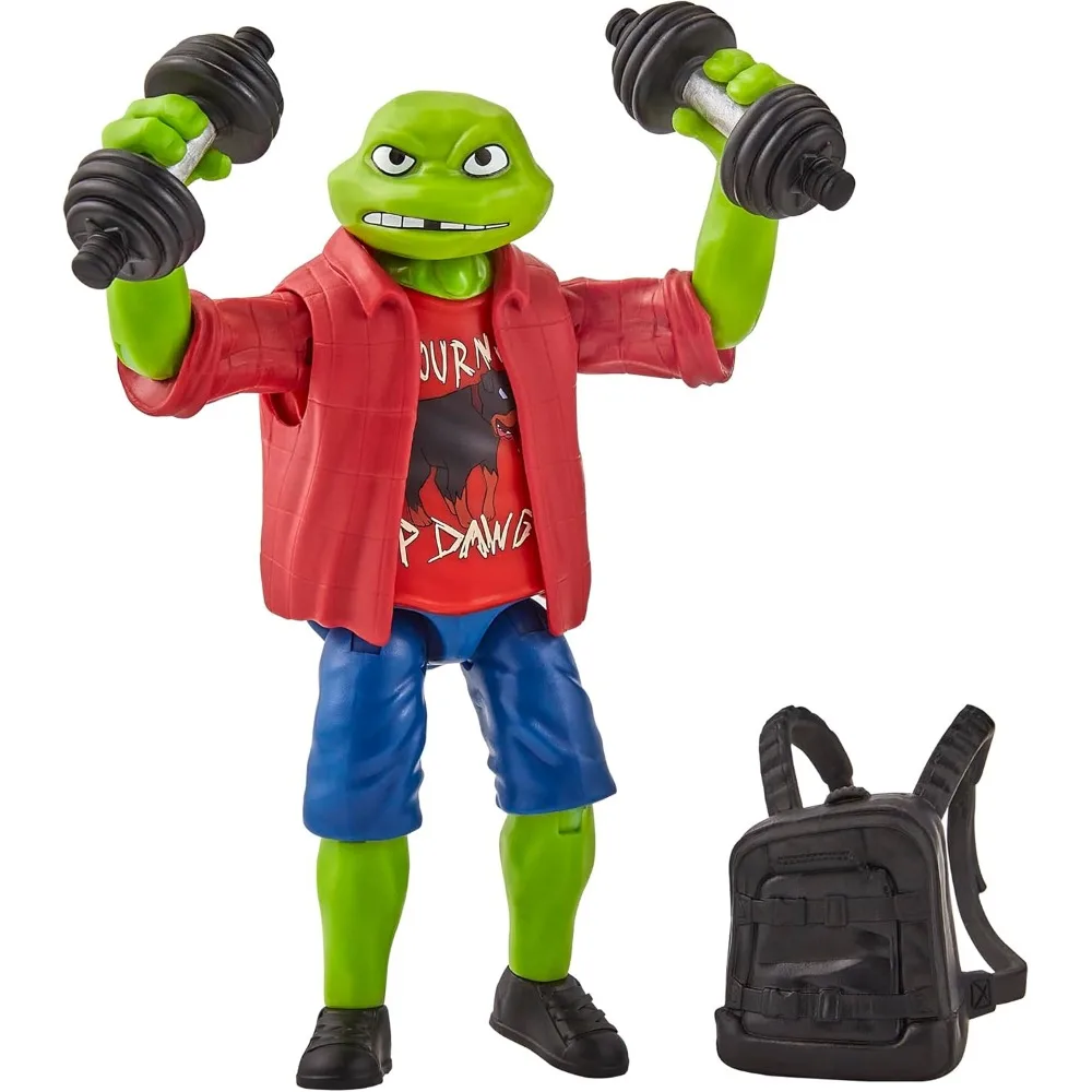 Playmates TMNT Mutant Mayhem High School Figure 2 Pack Raphael Michelangelo Movable Turtle Action Figure Collectible Toy view 3