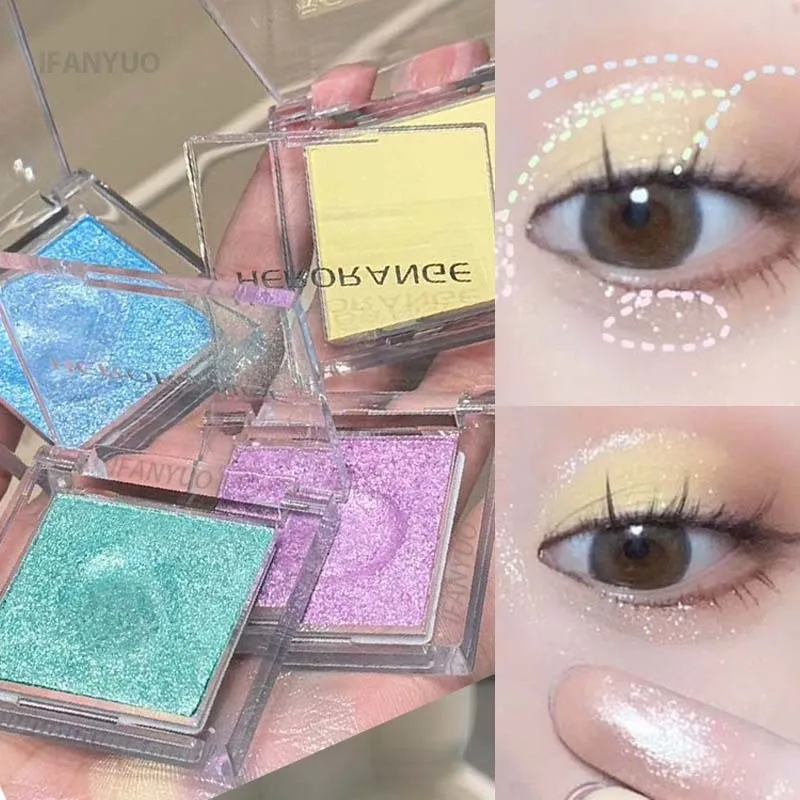 Paleta de sombra de ojos de puré de patatas de colores brillantes, amarillo, morado, verde, plateado, lentejuelas brillantes, sombra de ojos, maquillaje de rubor de contorno mate
