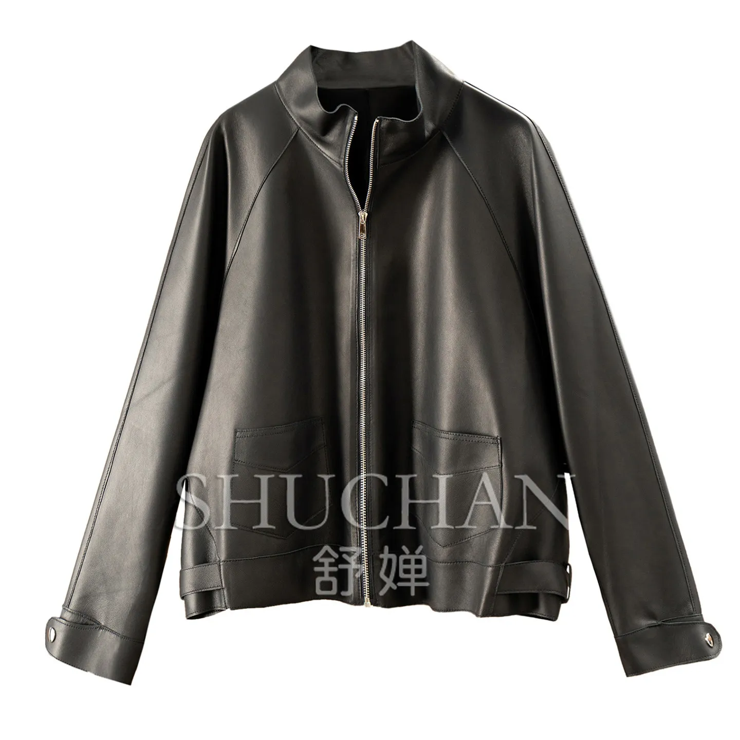 Light Luxury + Mouth Sheepskin Stand-up Collar Leather Jacket Women's E074 Abrigos Mujer Invierno 2026