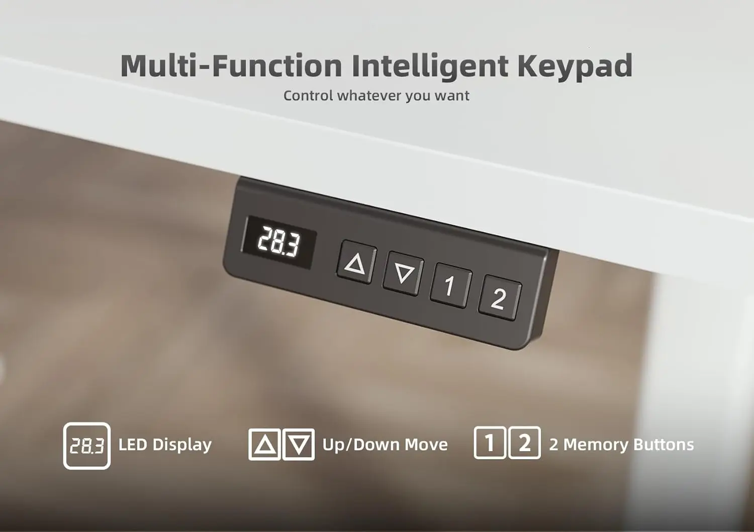 Electric Adjustable Height Desk, 63x24 Inch Standing Desk for Home Office & Computer Workstation, White