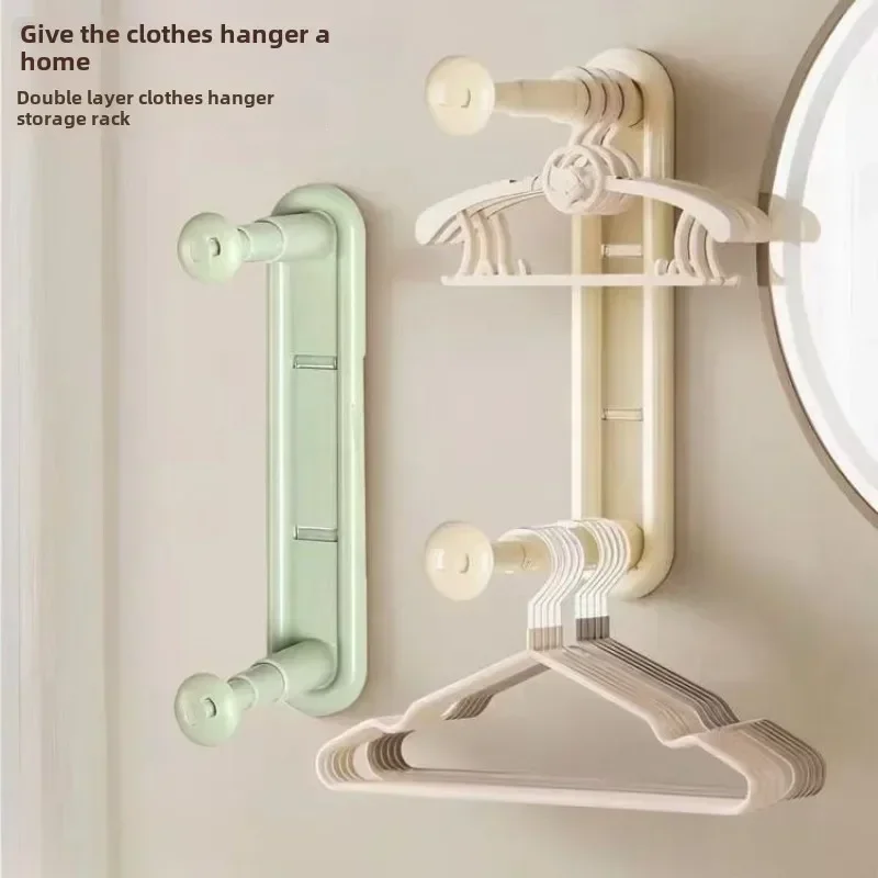 New Household Scalable Clothes Hanger Storage Rack, No Punching Artifact, Balcony Sorting Hook, Wall Mounted Hook, Clothes Hook