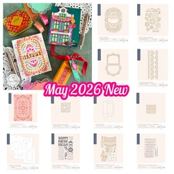 New Pretty Picado Banners Blooms Borders Metal Craft Cutting Dies Sentiment Clear Stamps DIY Scrapbook Paper Decoration Embossed