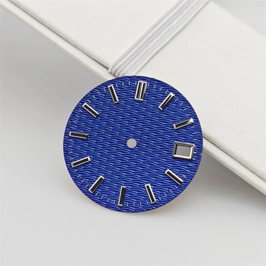 Quadrante NH35 28,5 mm Ocean Wave GS quadrante blu bianco nero non luminoso per movimento NH35/NH36 accessori per orologi quadranti per orologi